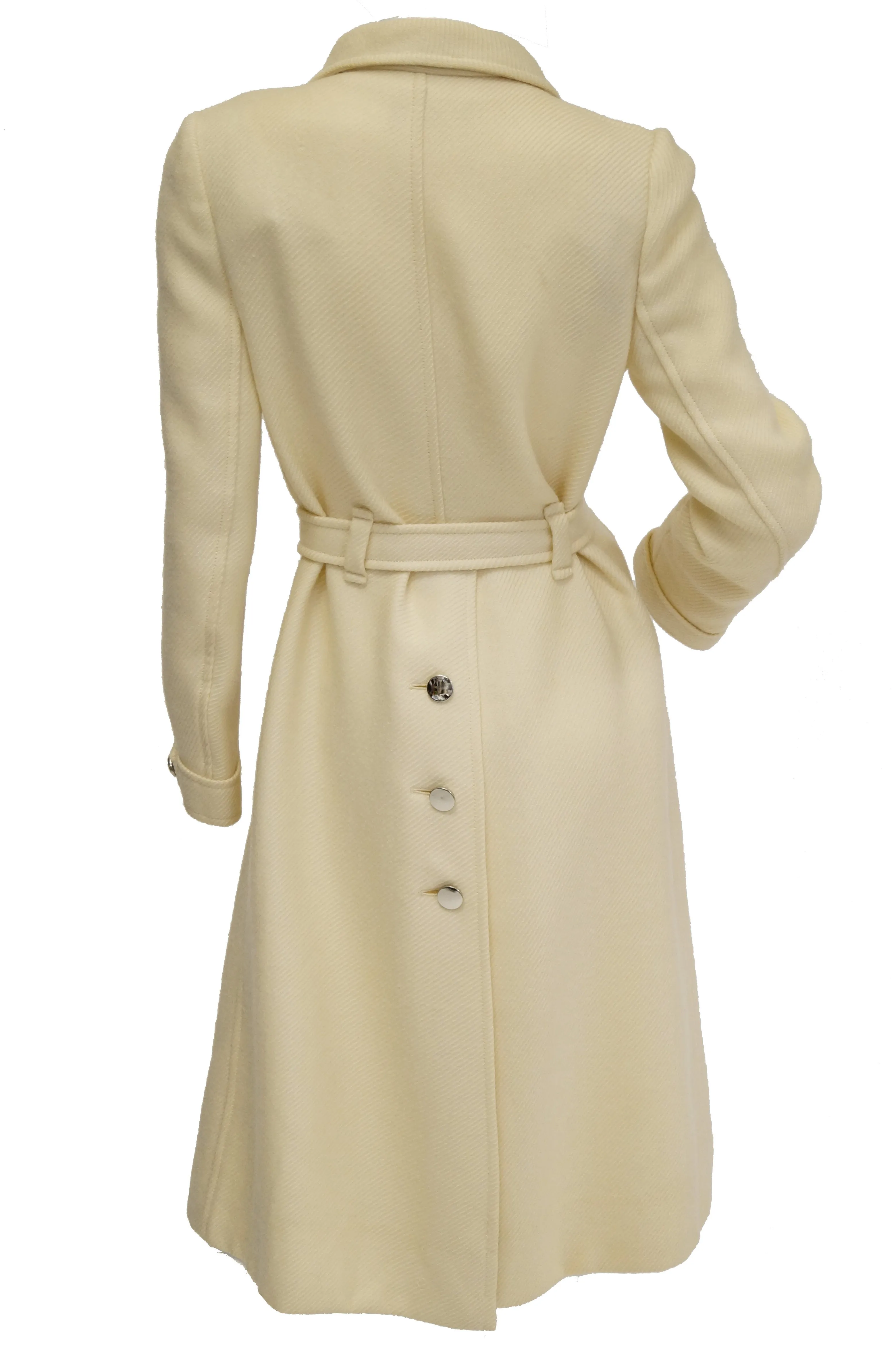 1960s Courreges Hyperbole Cream Wool Coat with Accent Zippers and Buttons