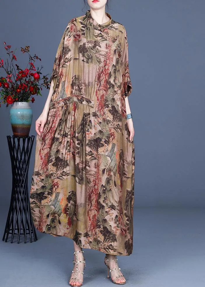 2021 Spring And Summer Landscape Print Dress