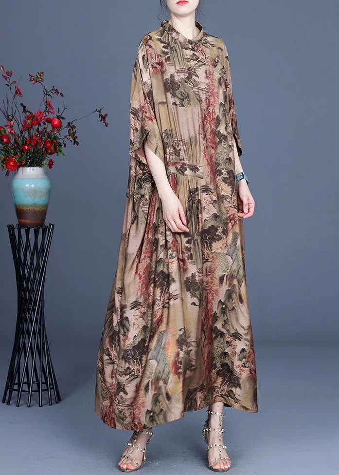 2021 Spring And Summer Landscape Print Dress