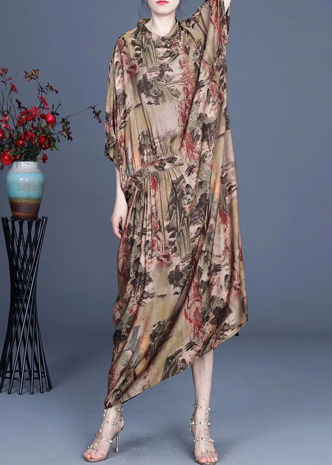 2021 Spring And Summer Landscape Print Dress