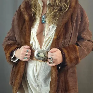 60s Vintage K Fettel Suede/Fur Coat Size 12