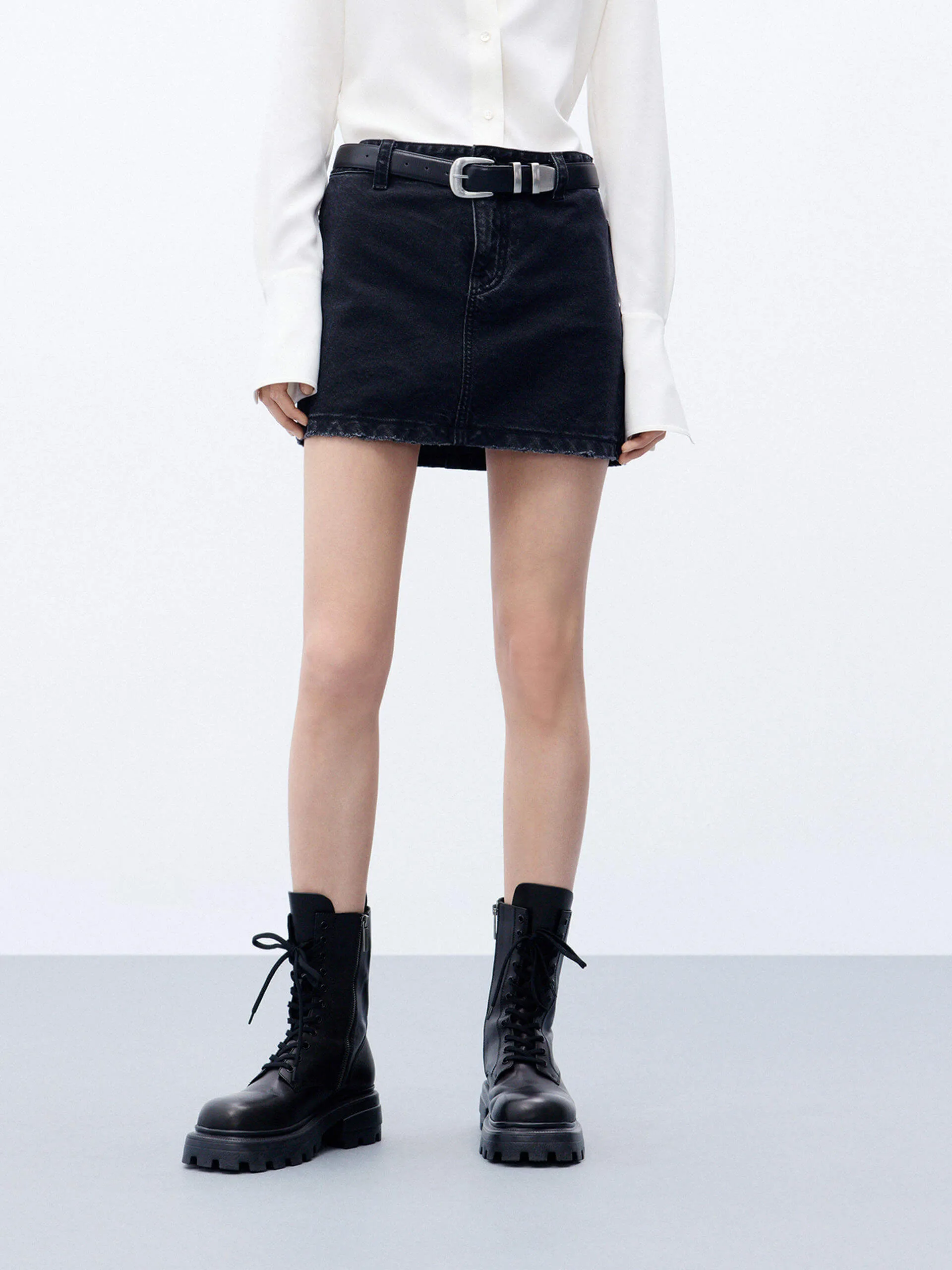 A-line silhouette Denim Skirt