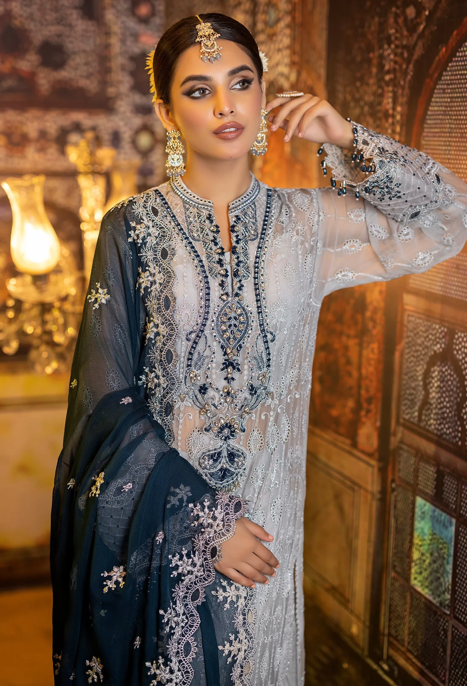 Adan's Libas Ravia Schiffli Embroidered Chiffon Collection – Garnet Opal