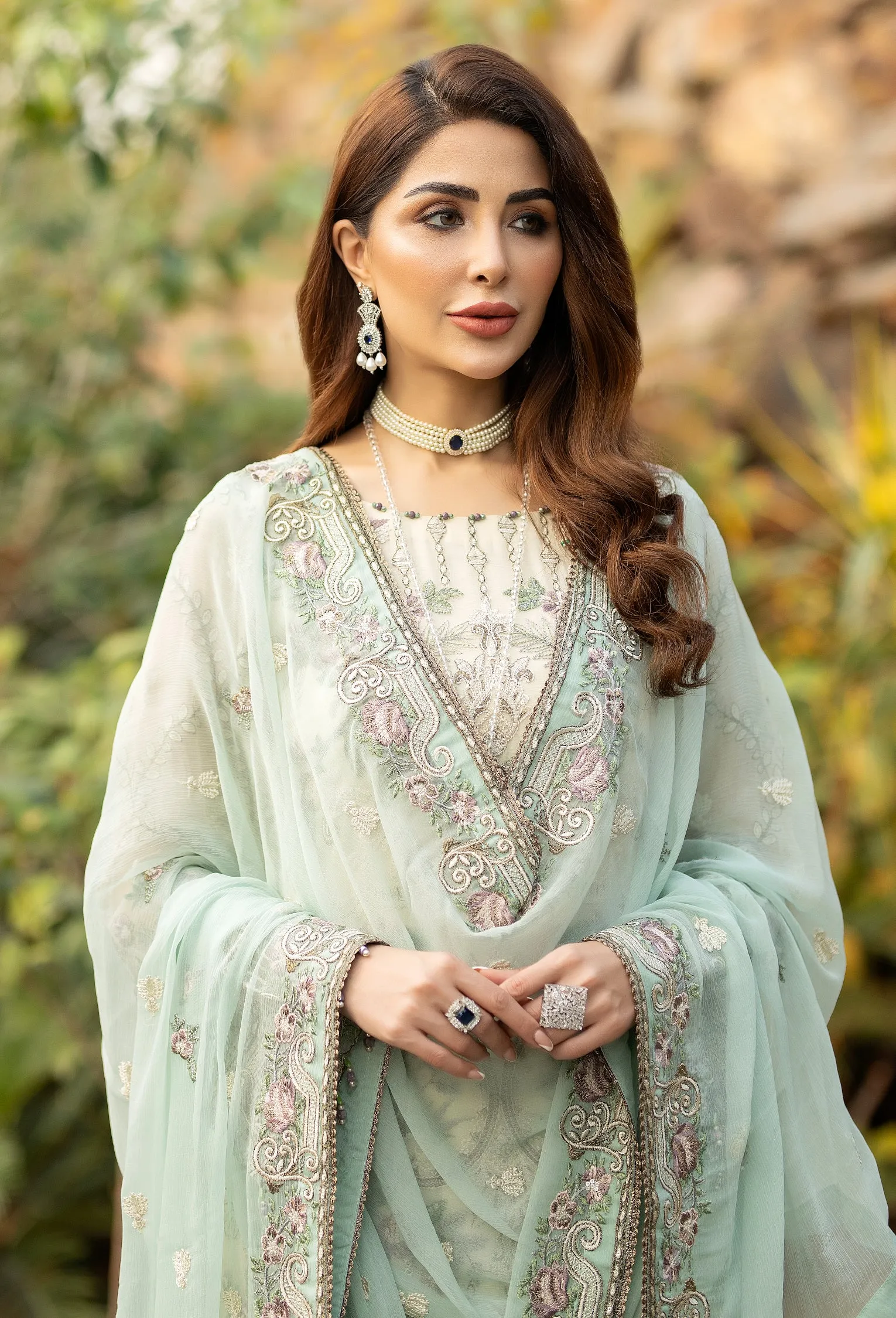 Adan's Libas Wisteria Embroidered Chiffon Collection – Desert Sand