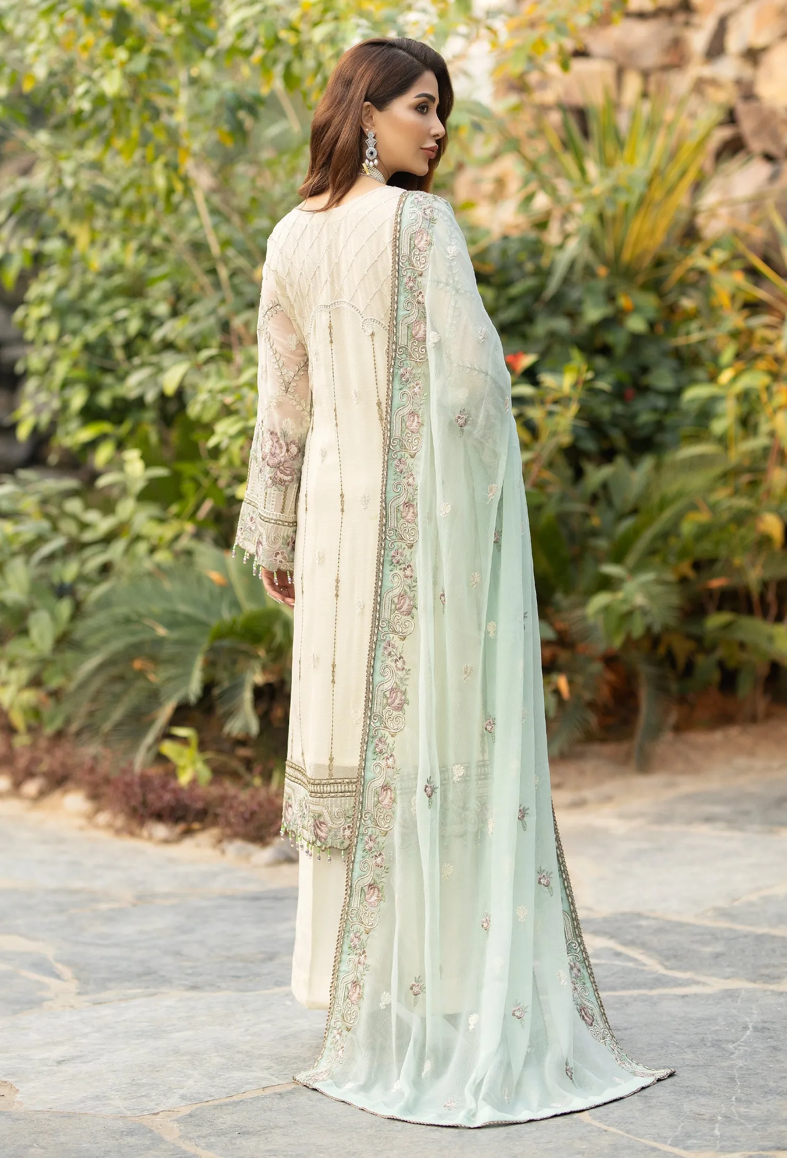 Adan's Libas Wisteria Embroidered Chiffon Collection – Desert Sand