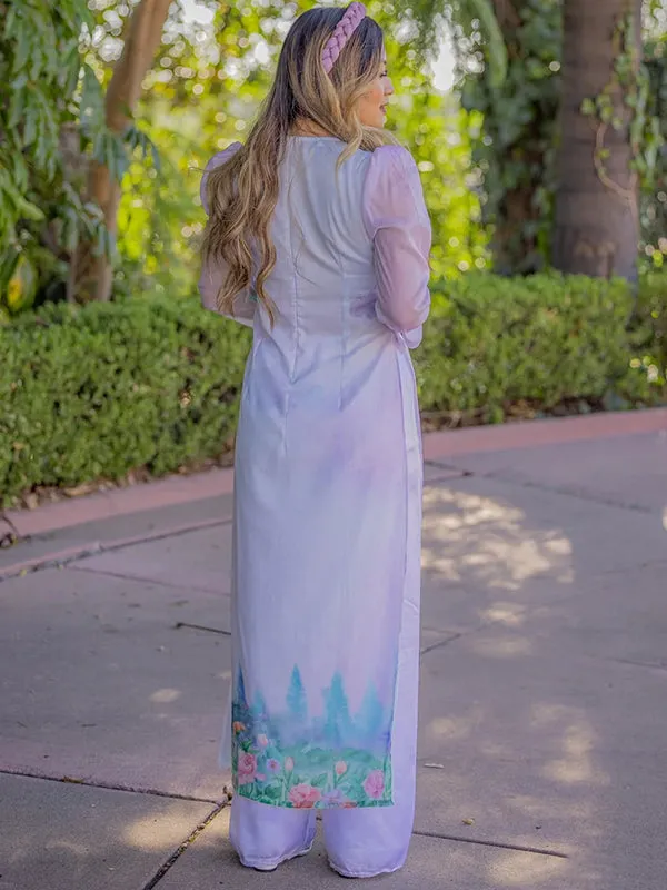 Ao Dai Vietnam Purple Divine Includes One Ao Dai Top And Pants