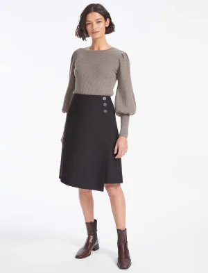 Audrey Classic Wool A Line Skirt - Black