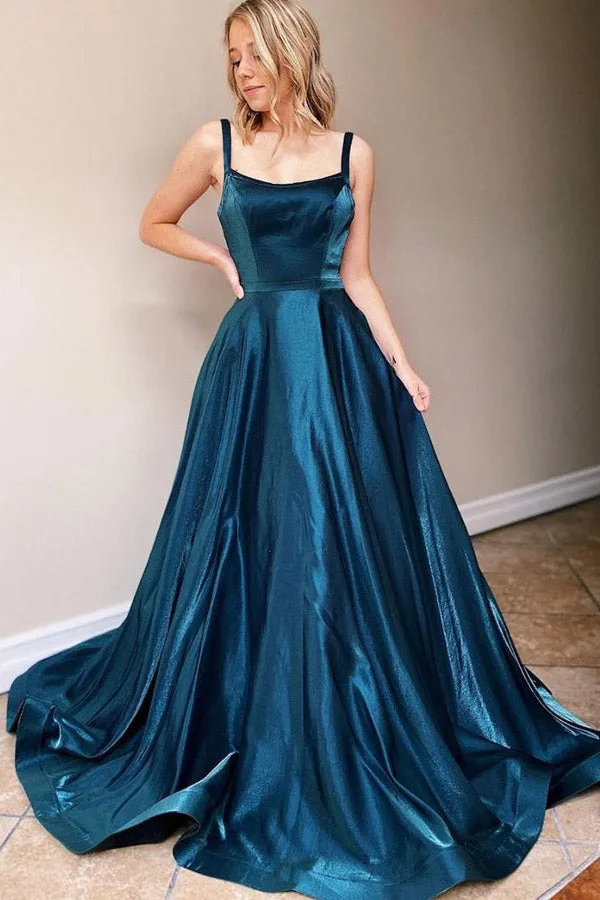 Backless Satin Long Prom Dress Simple Evening Dress