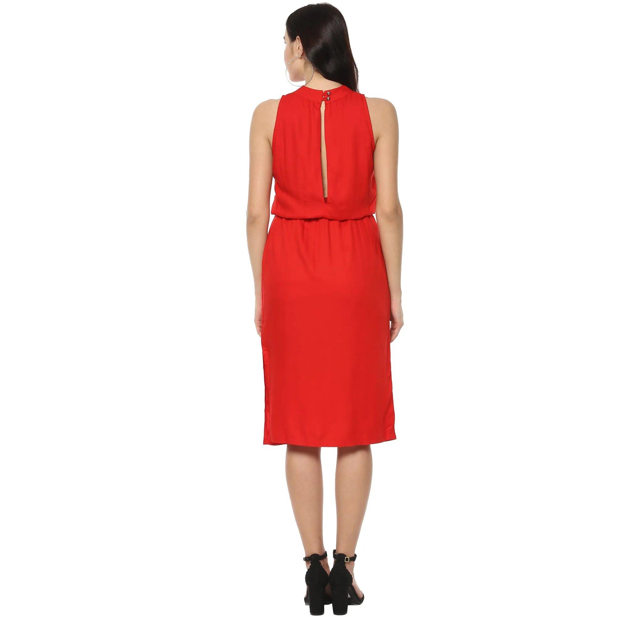 Balloon Waist Midi Dress