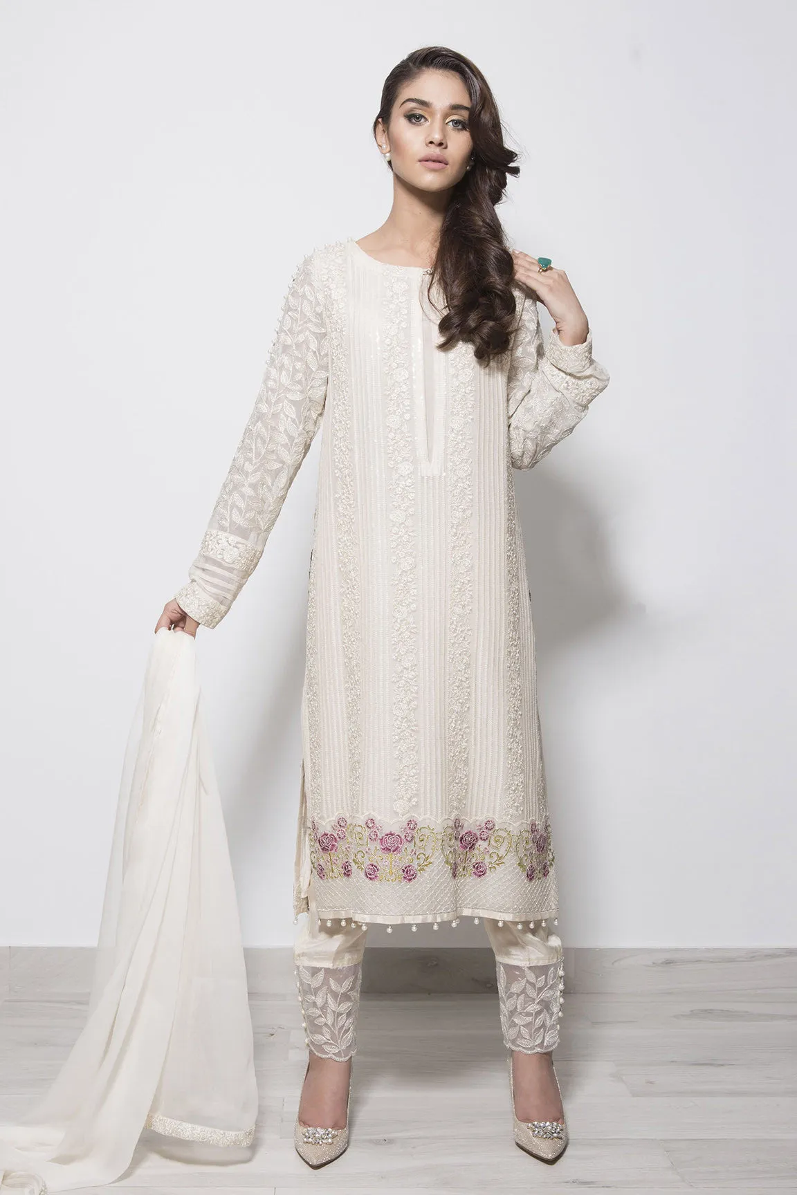 Baroque Luxury Chiffon Embroidered Collection - Pearl Perfect