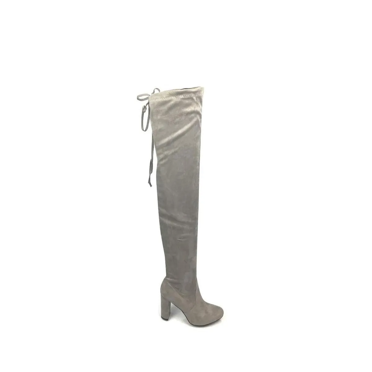 Bess High Block Heel Over Knee Boot With Half Zip