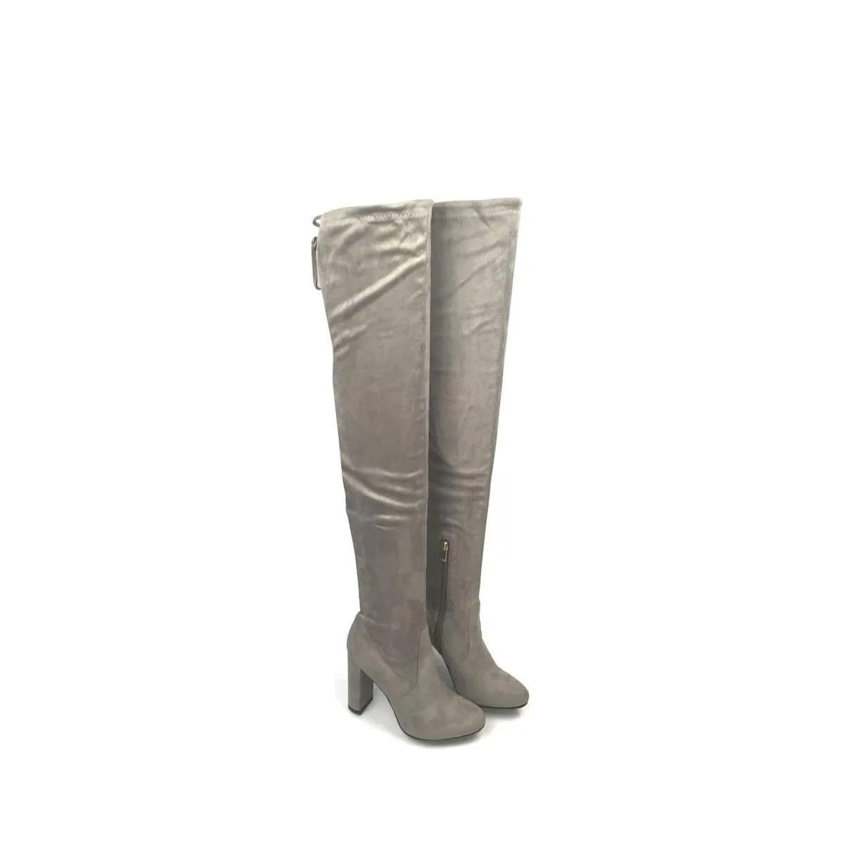 Bess High Block Heel Over Knee Boot With Half Zip