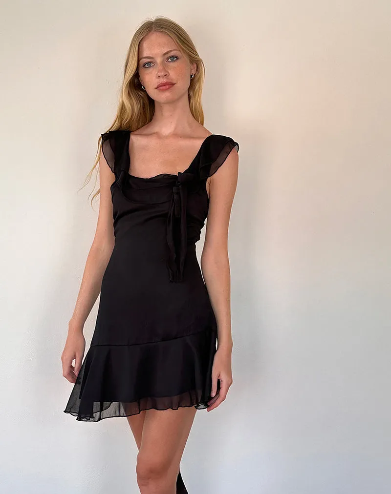 Binita Mini Dress in Chiffon Black