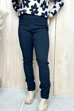 Black Pull On Straight Leg Pant