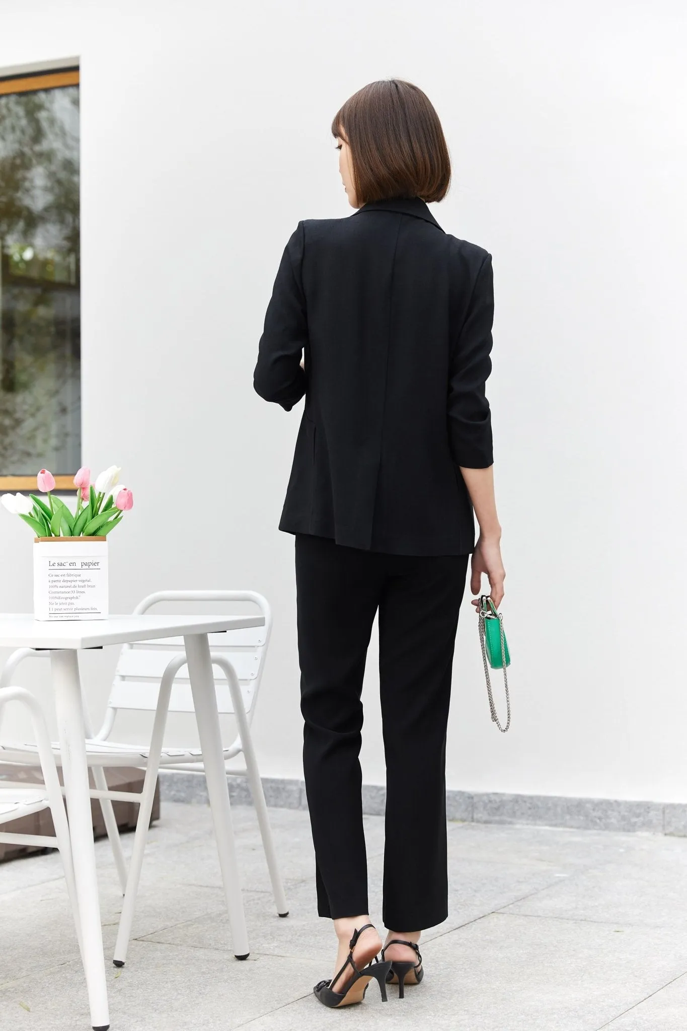 Black Slim-fit Blazer Suit Women