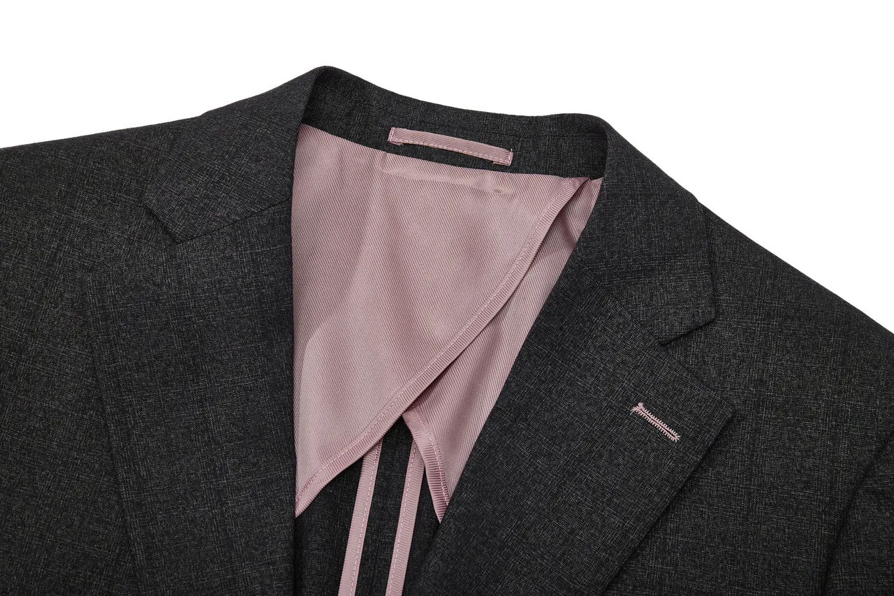 Blended Stretch Grid Check Suit in Slim Fit