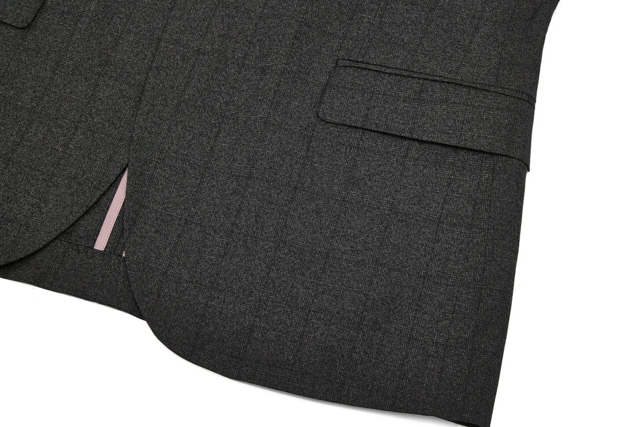 Blended Stretch Grid Check Suit in Slim Fit