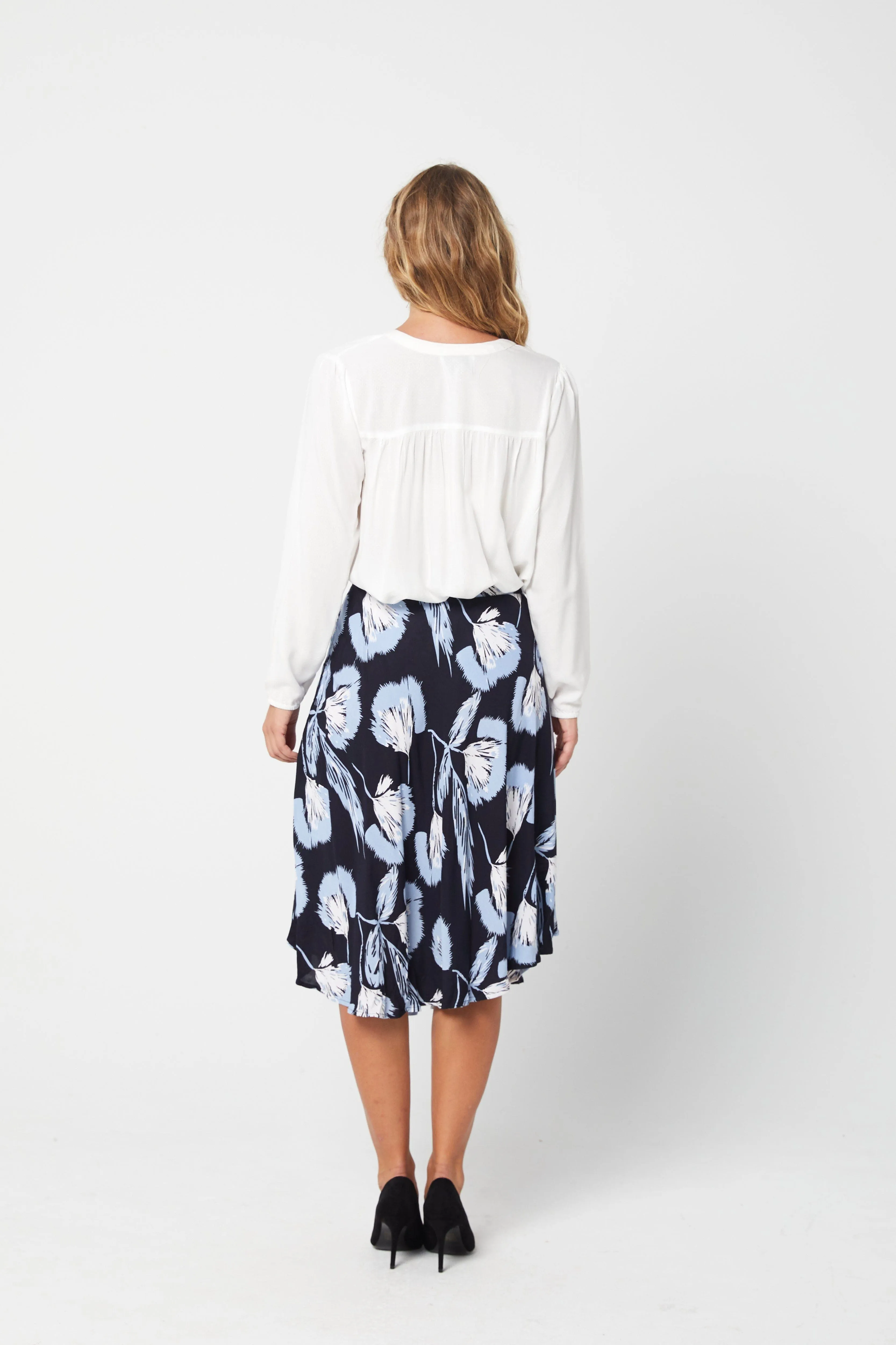 Blue Print Skirt | Ladies Skirt | Lotta Skirt - Navy Floral