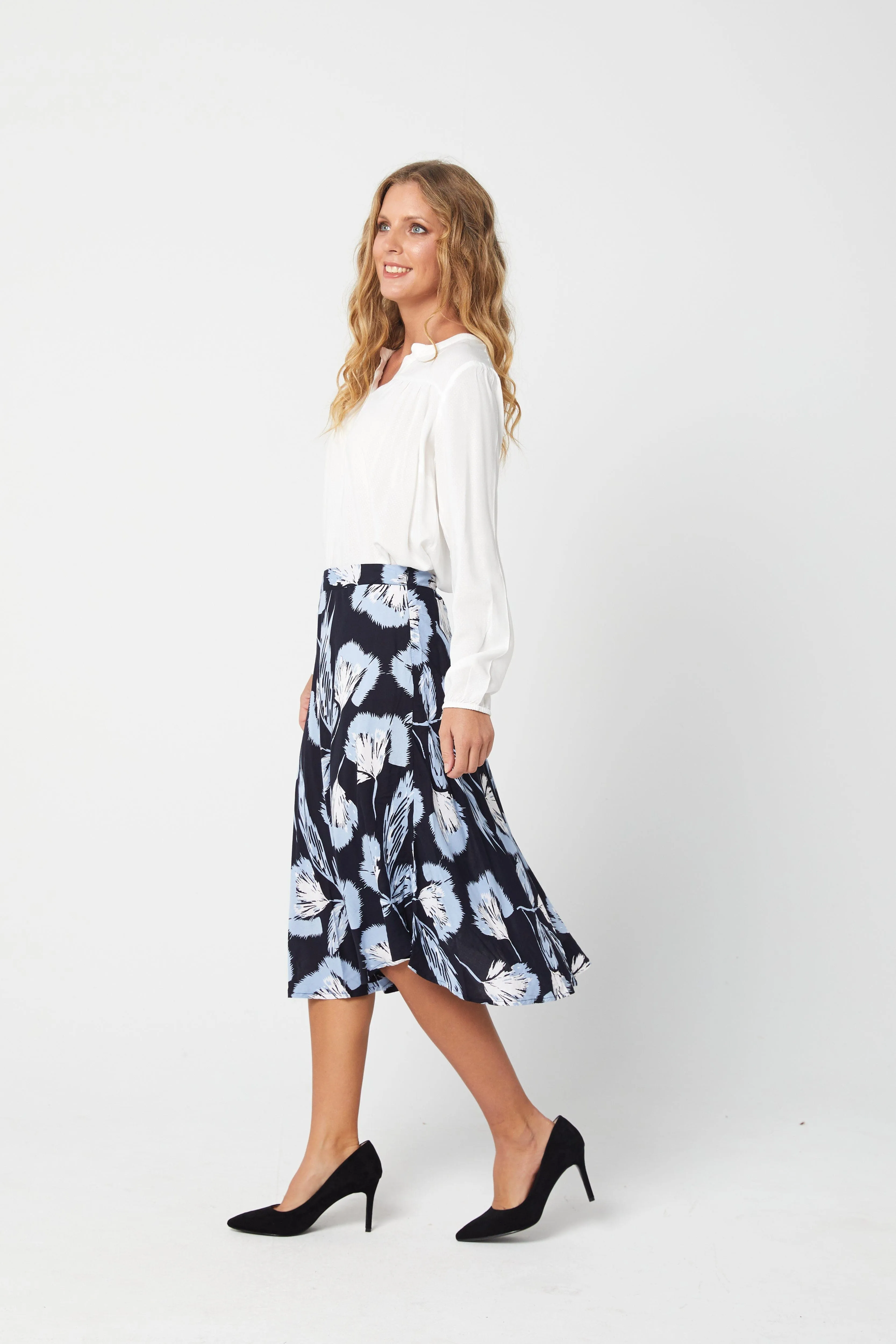 Blue Print Skirt | Ladies Skirt | Lotta Skirt - Navy Floral