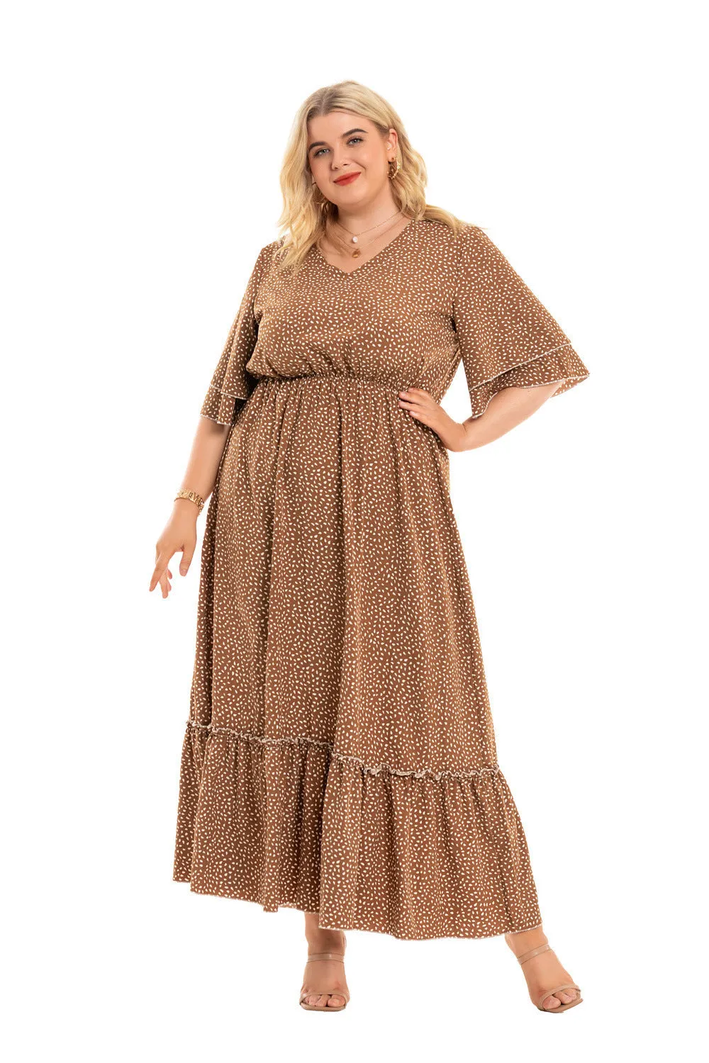 Bohemian Plus Size Women's Fashion Polka Dot Dress Women