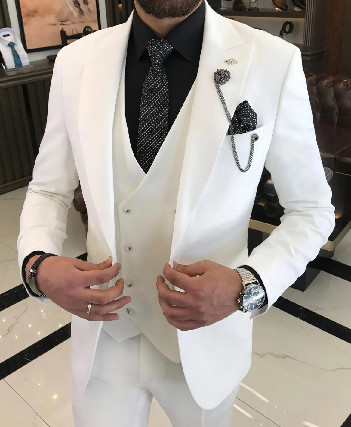 Bojoni Dayton Slim Fit White  Suit