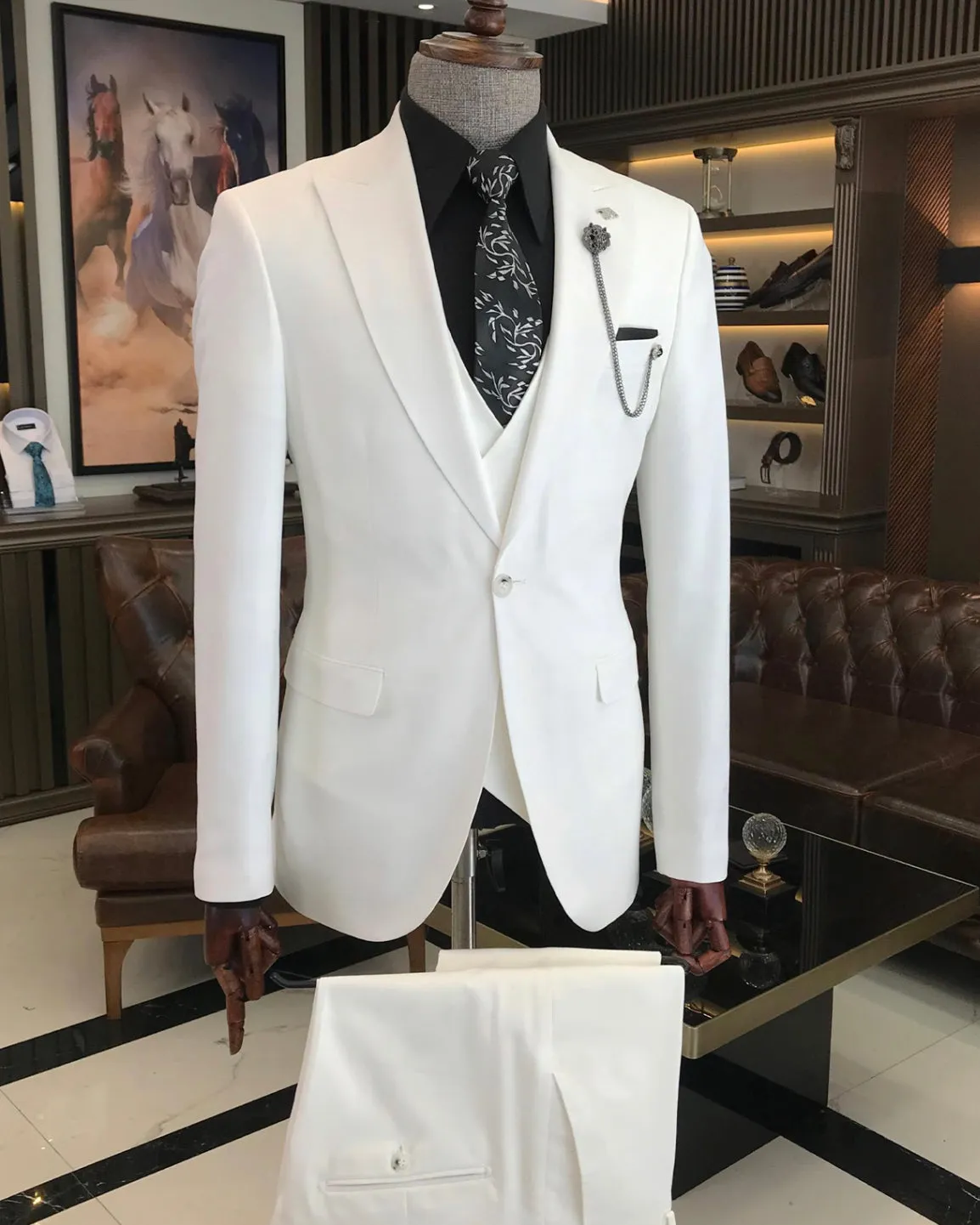 Bojoni Dayton Slim Fit White  Suit