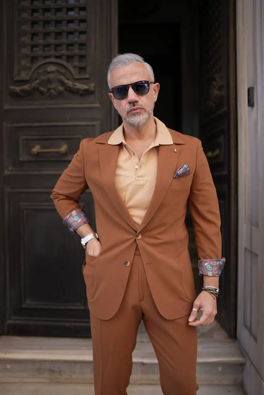 Bojoni Palermo Camel Slim Fit 2 Piece  Suit