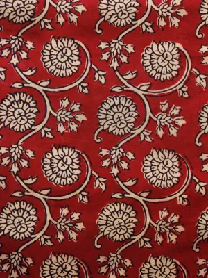 Brick Red Beige Black Bagh Printed Cotton Fabric Per Meter - F005F1706