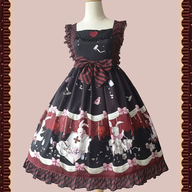 Bunny in Hospital ~ Gothic Printed Lolita JSK Dress by Infanta