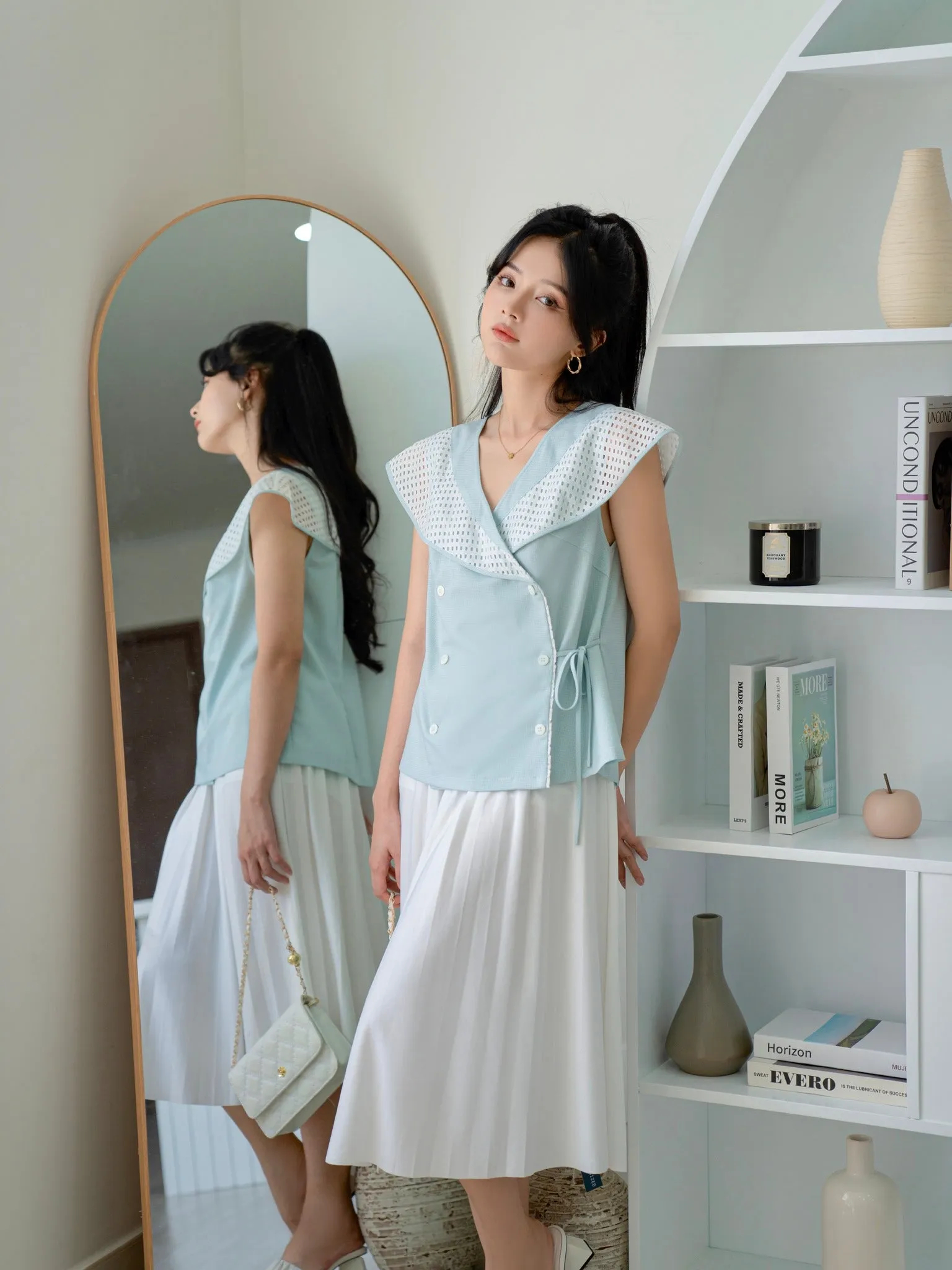 Camie Sky Blue Princess Top - Gu Fashion | Vietnam Fashion