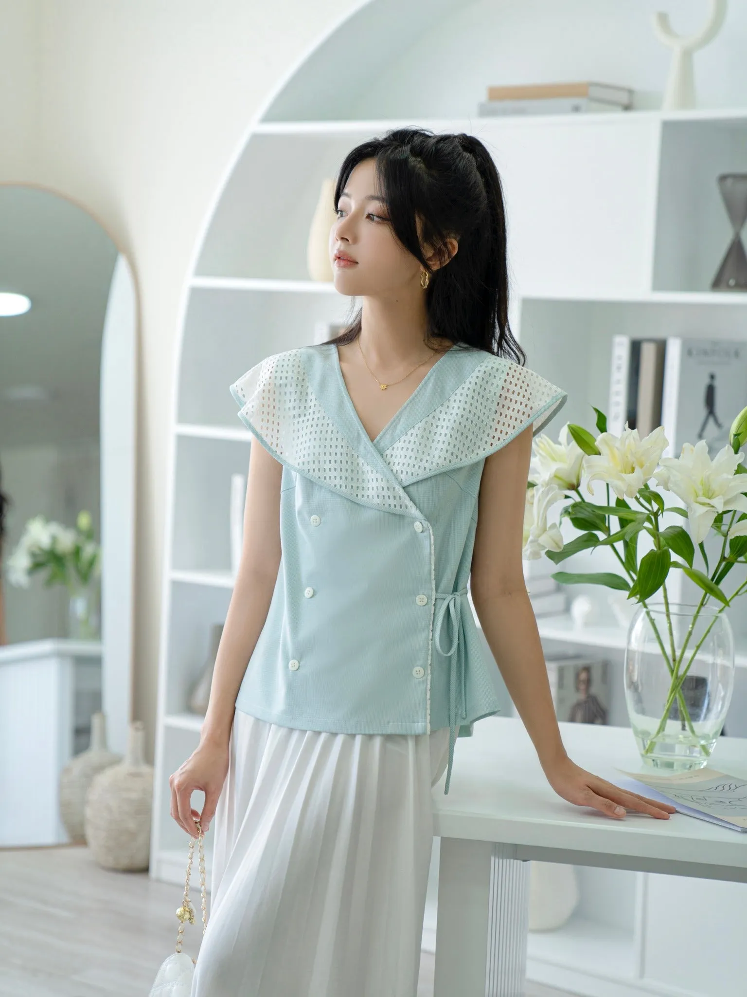 Camie Sky Blue Princess Top - Gu Fashion | Vietnam Fashion