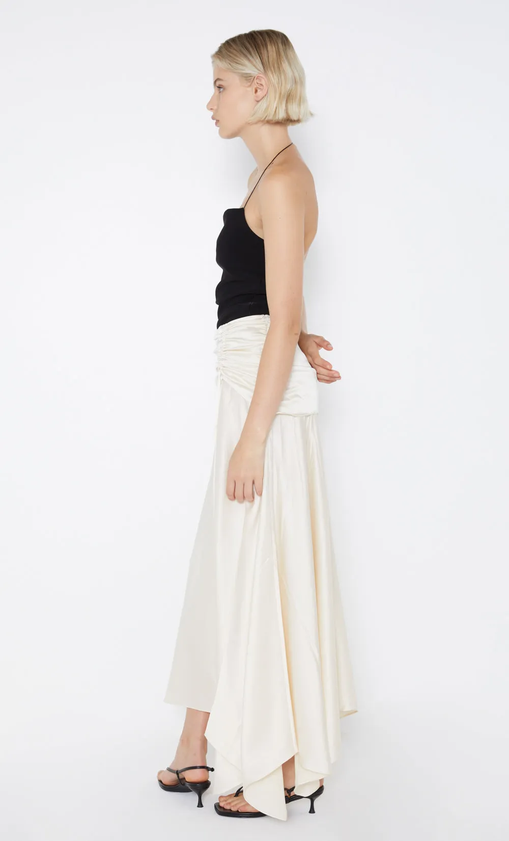 CHANTILLY SILK RUCHED SKIRT - IVORY