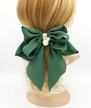 Chiffon Drape Long Tail Bow French Hair Barrette Handmade Women Hair Slide Accessory