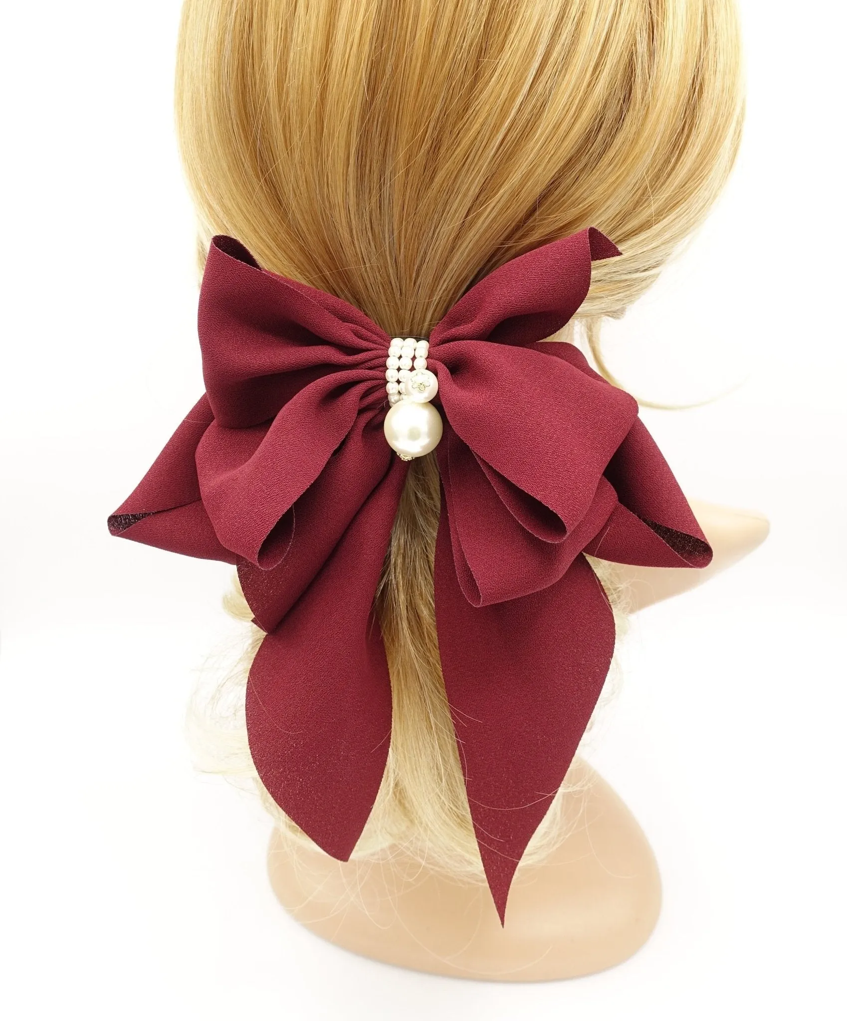 Chiffon Drape Long Tail Bow French Hair Barrette Handmade Women Hair Slide Accessory