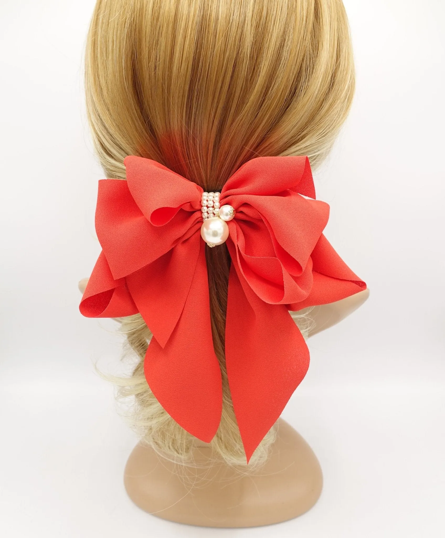 Chiffon Drape Long Tail Bow French Hair Barrette Handmade Women Hair Slide Accessory