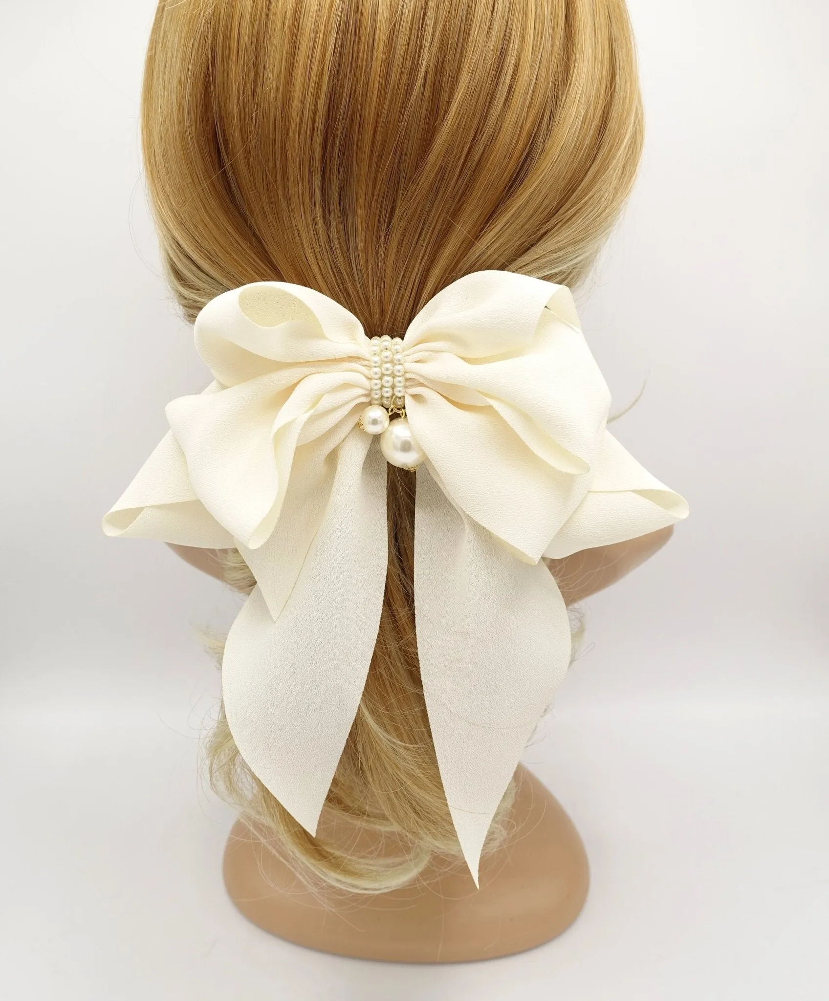 Chiffon Drape Long Tail Bow French Hair Barrette Handmade Women Hair Slide Accessory