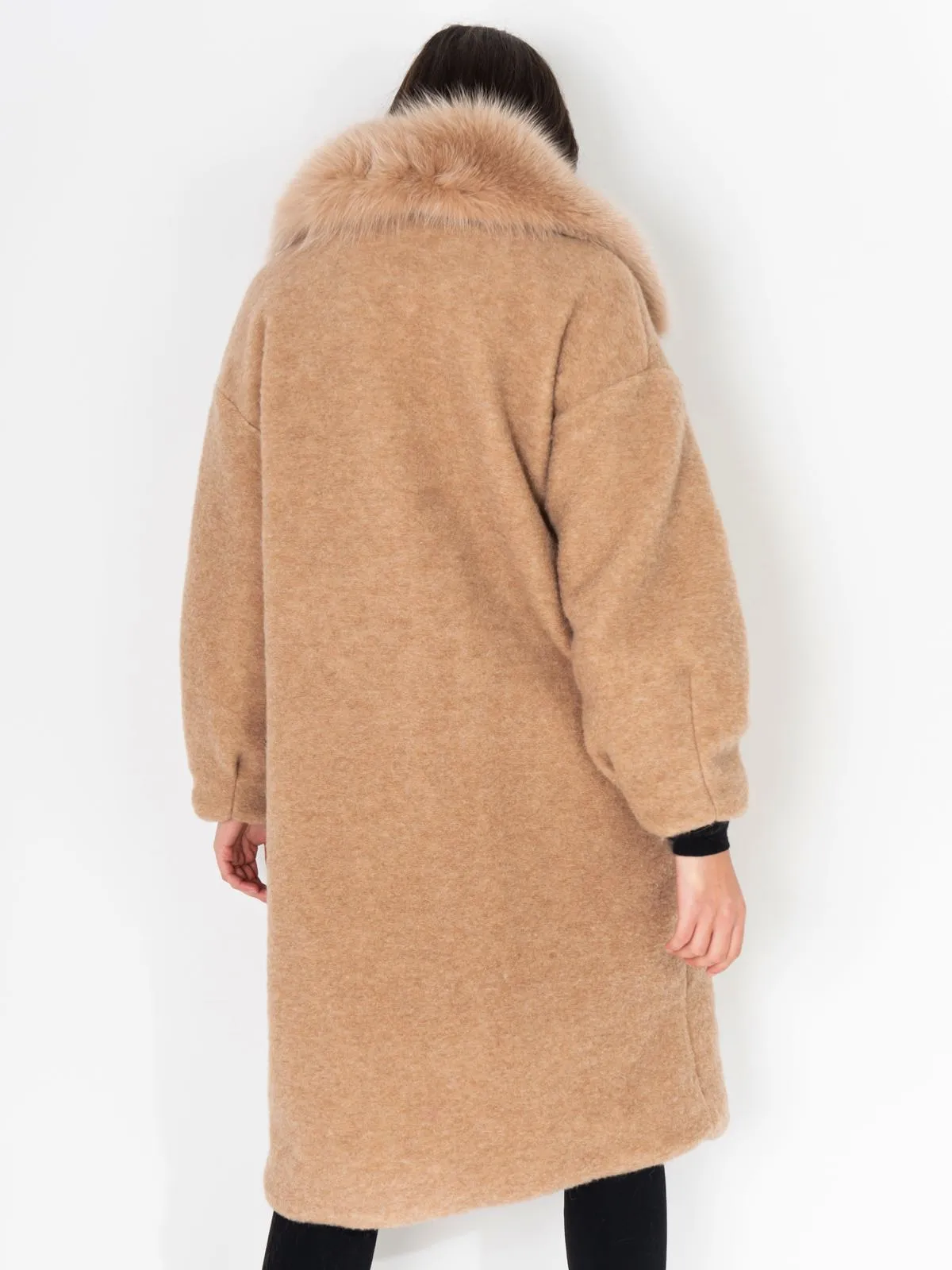 Coat fox Pockets And Neck Camel