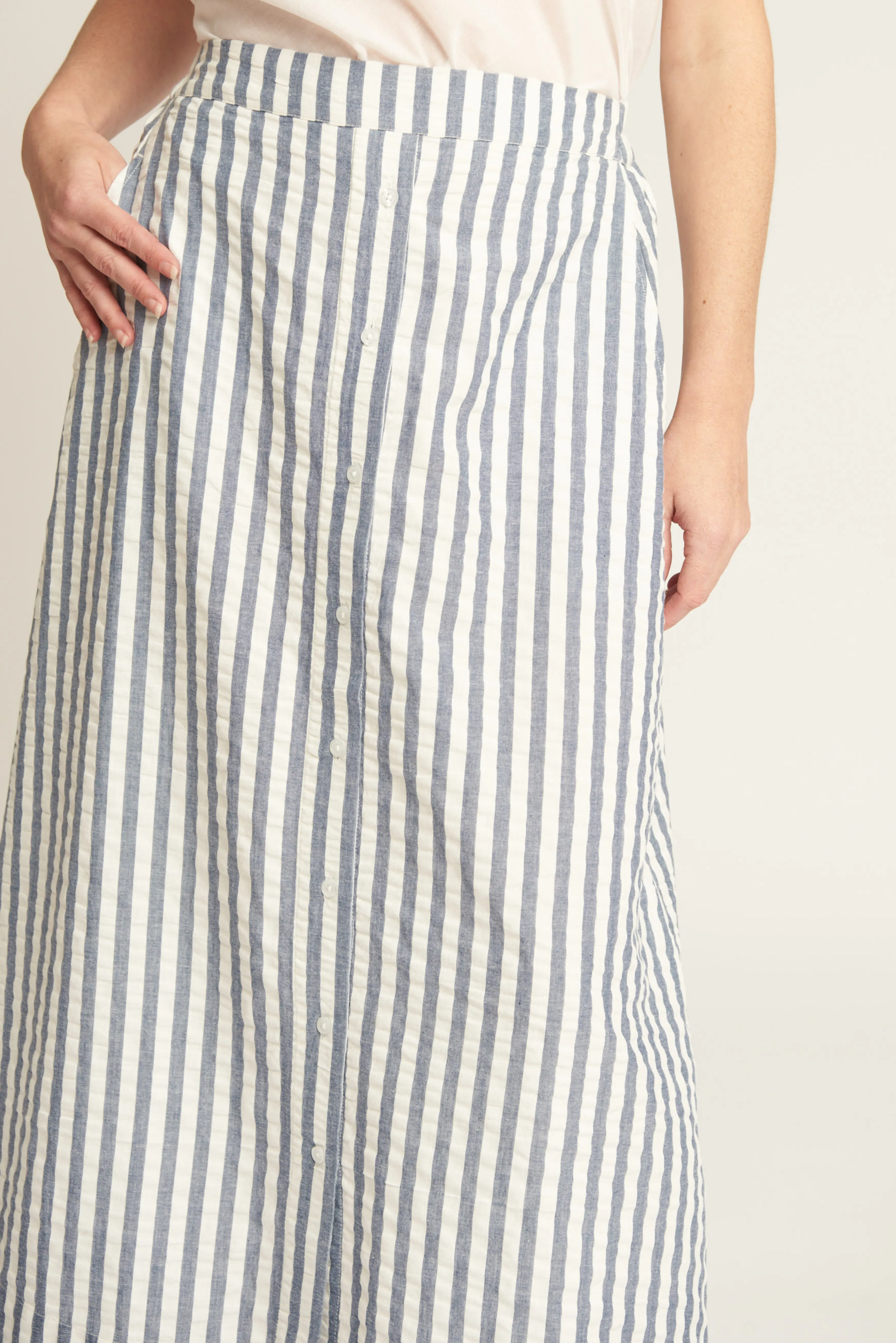 Cotton A line Striped  Seersucker skirt