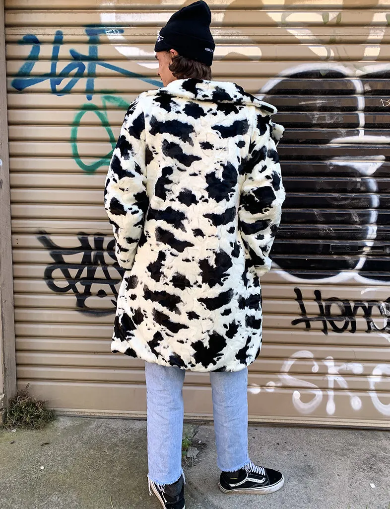 COW PRINT FAUX FUR JACKET • READY TO SHIP •