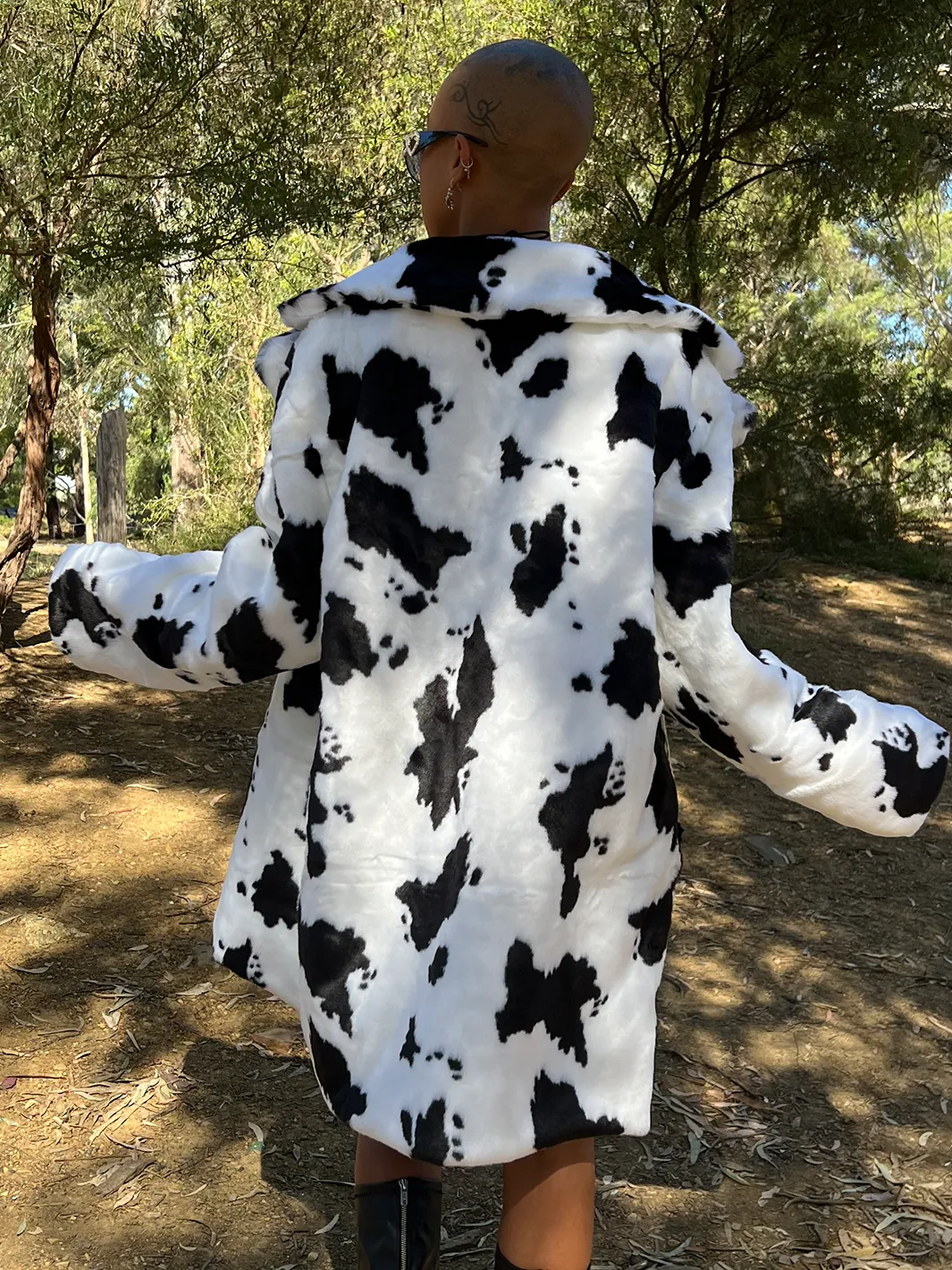 COW PRINT FAUX FUR JACKET • READY TO SHIP •