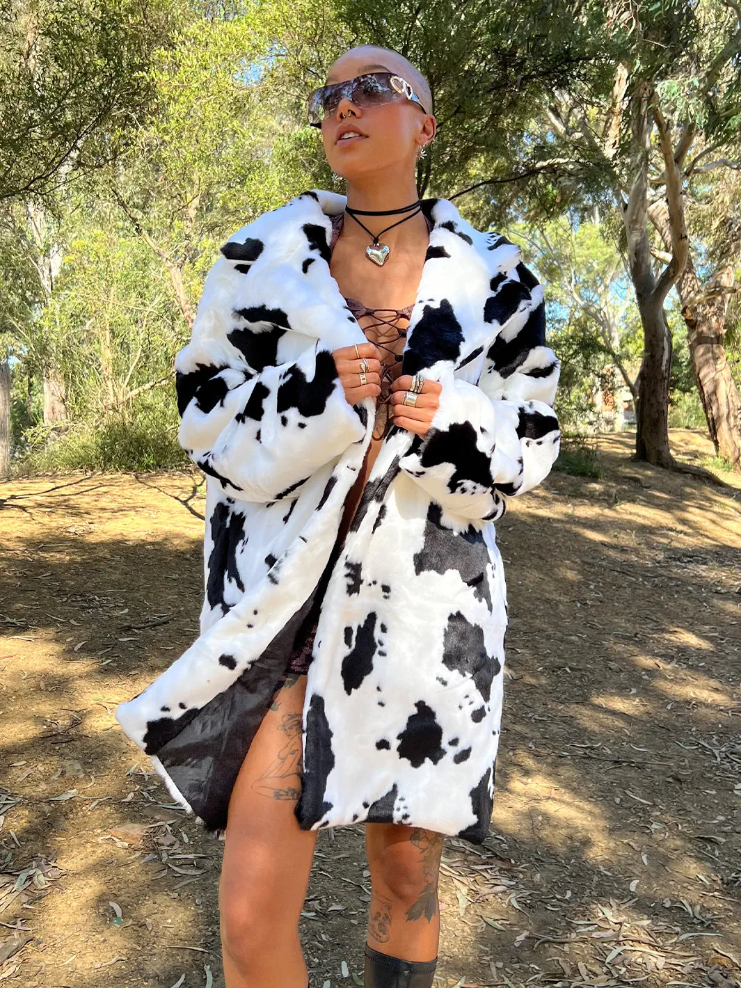 COW PRINT FAUX FUR JACKET • READY TO SHIP •