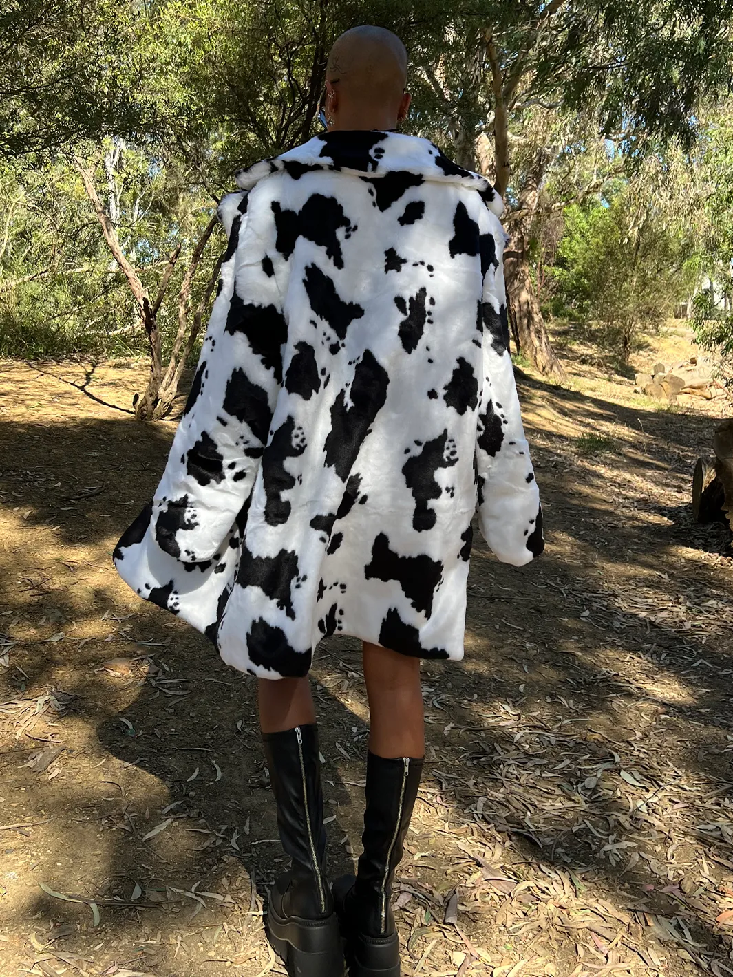 COW PRINT FAUX FUR JACKET • READY TO SHIP •