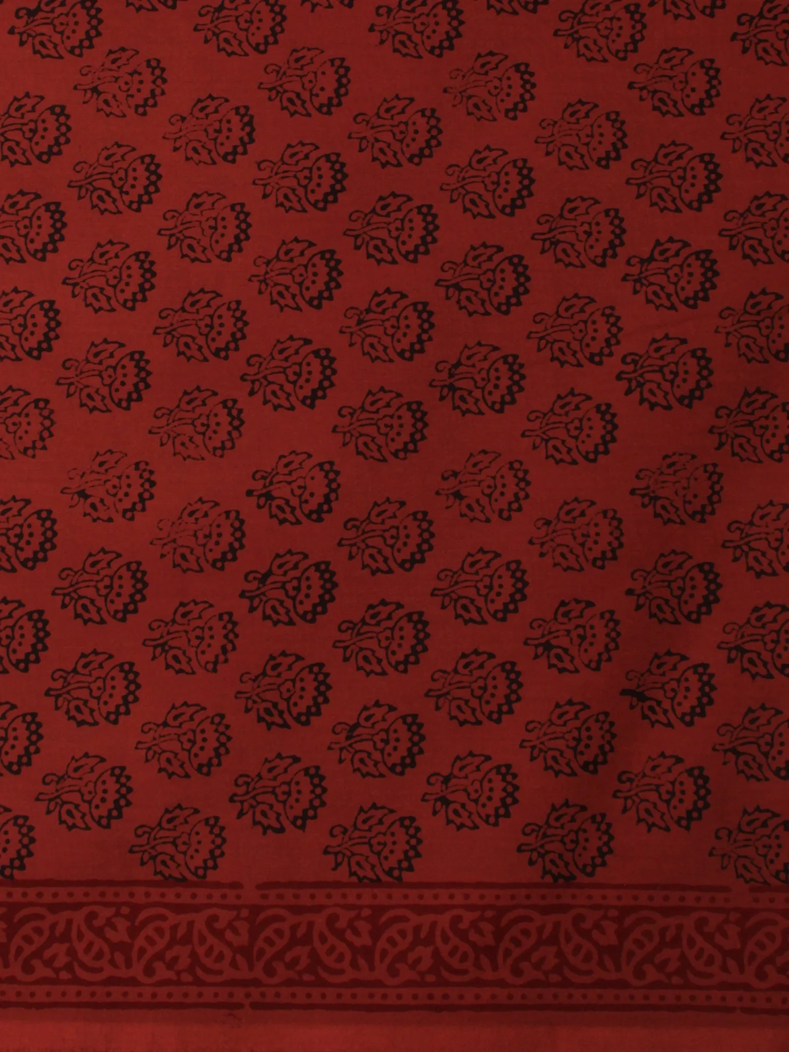 Crimson Red Black Bagh Printed Cotton Fabric Per Meter - F005F2084