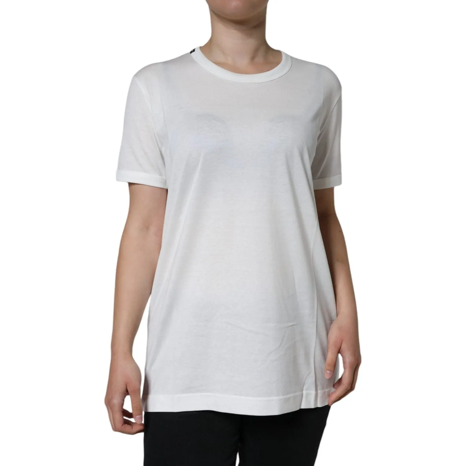 Dolce & Gabbana White Cotton Crew Neck Short Sleeve T-shirt