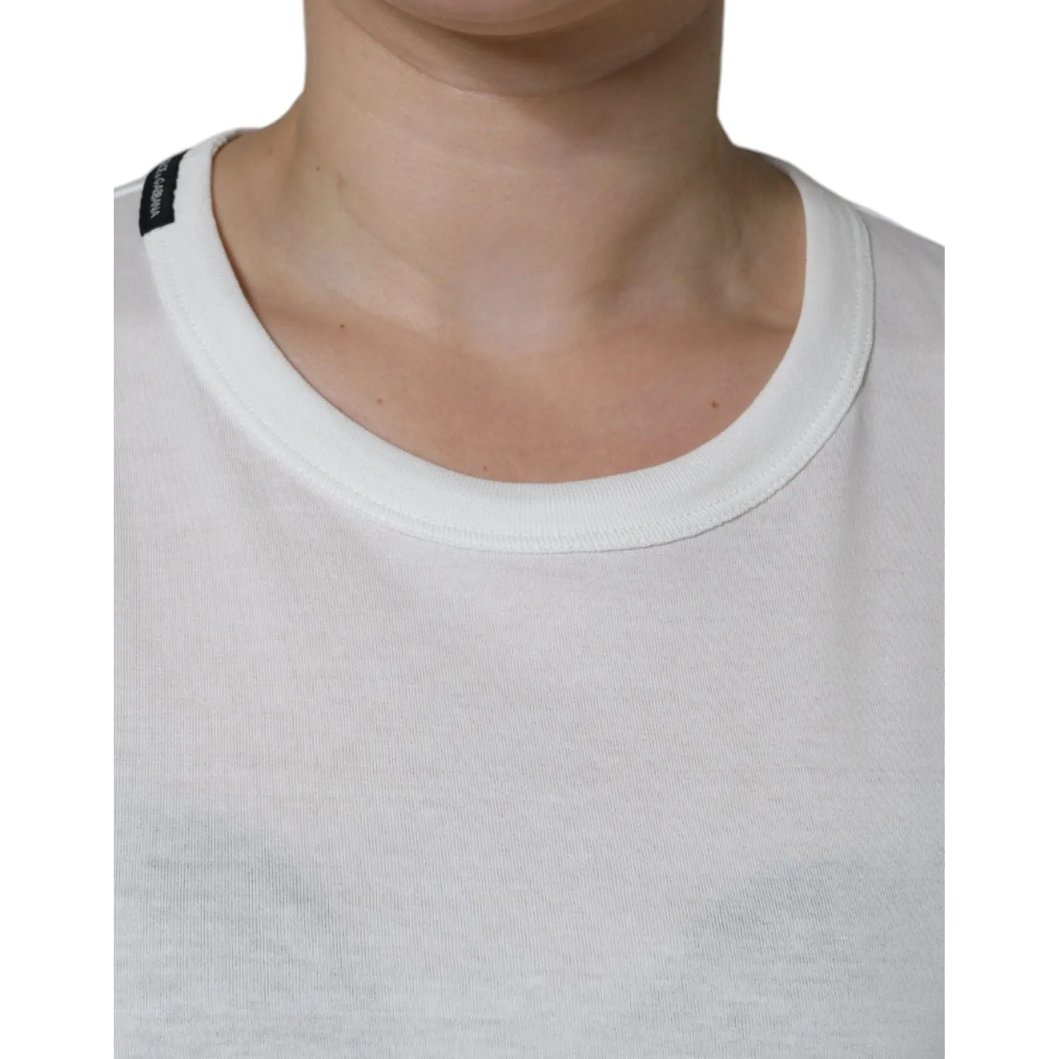 Dolce & Gabbana White Cotton Crew Neck Short Sleeve T-shirt