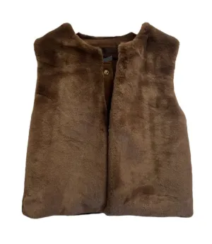 Eva Girls Faux Fur Vest - OAK BROWN