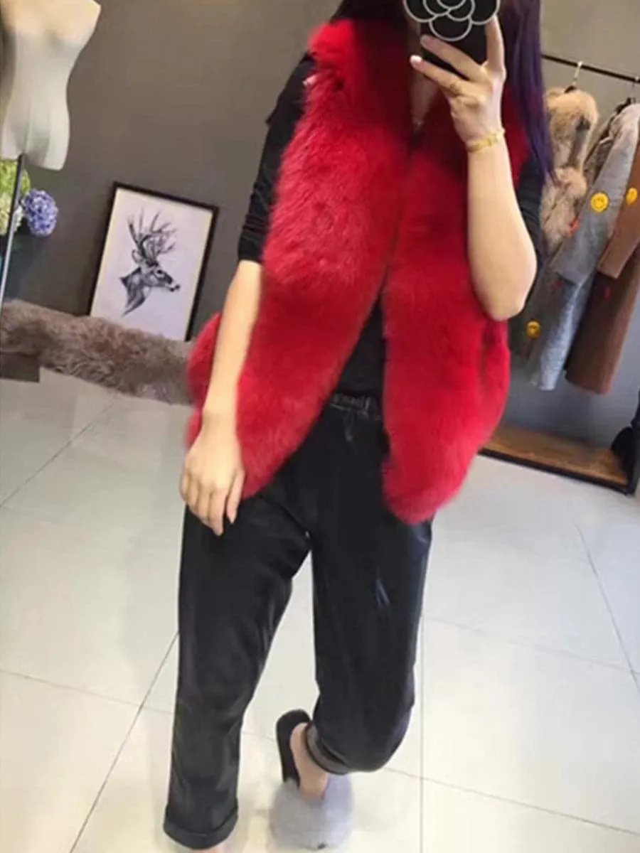 Faux-Fox Fur Vest Cropped Jacket  MSF008