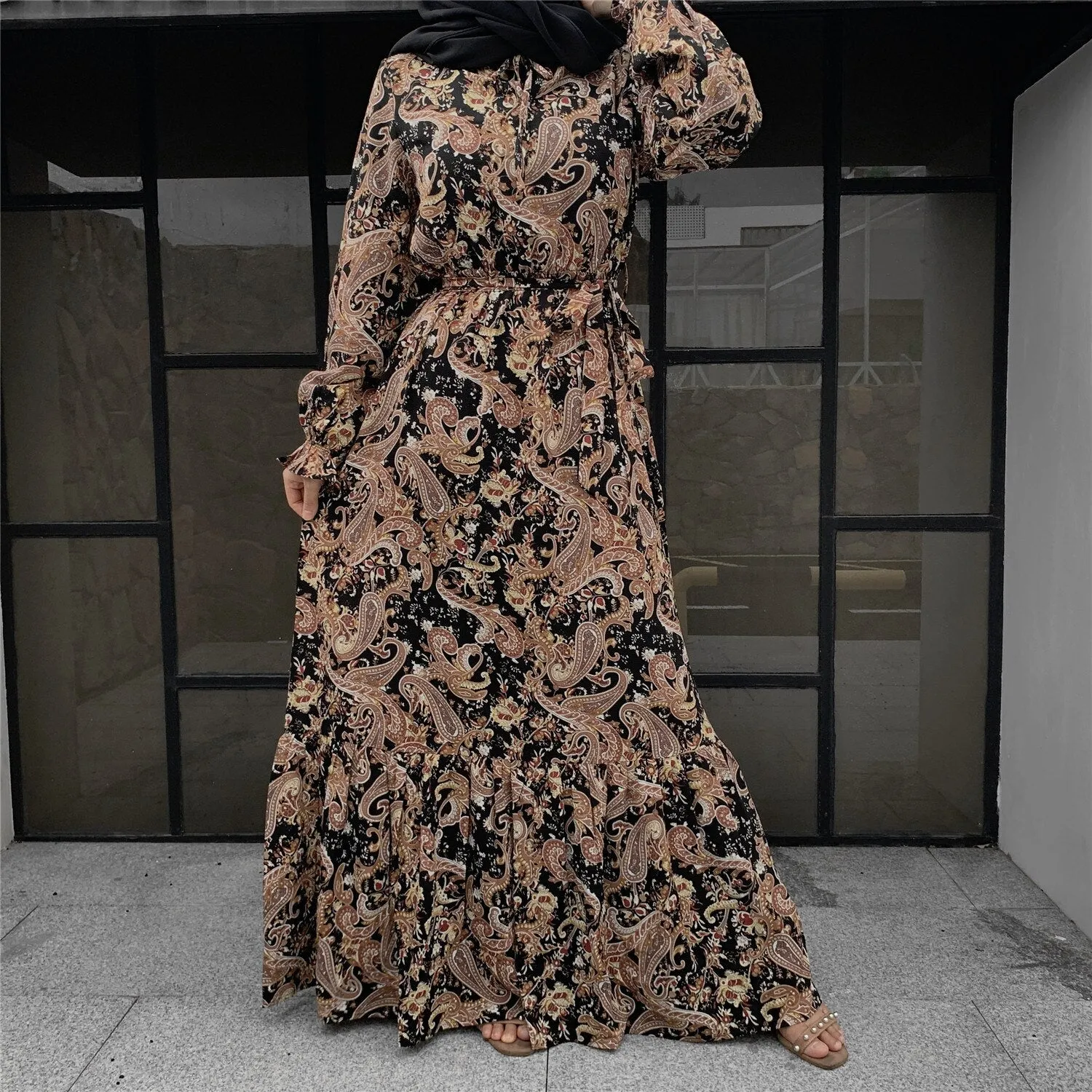 Floral Simple Abaya Dress Evening Abaya