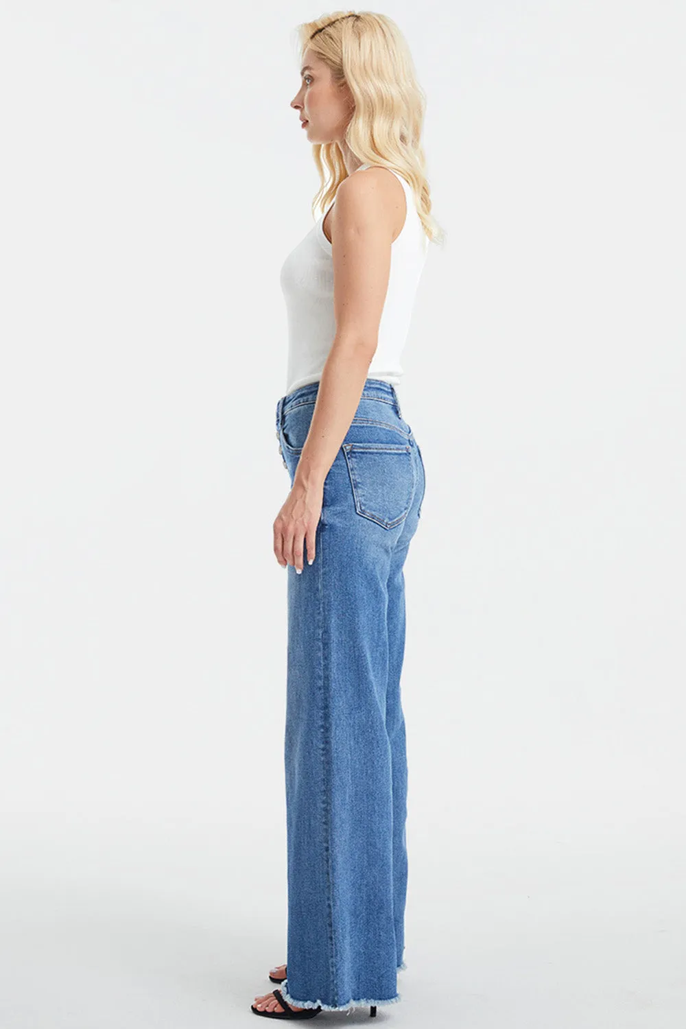 Full Size High Waist  Wide Leg Mom Jeans