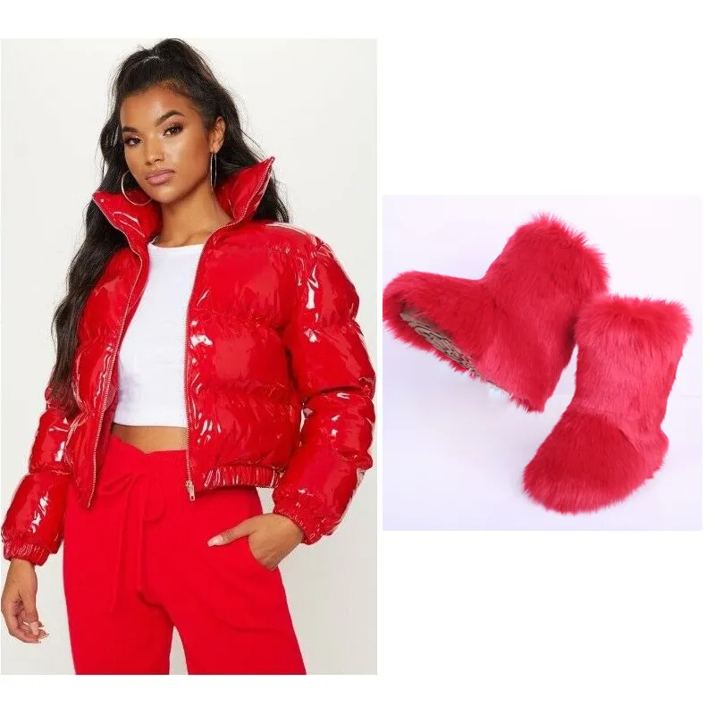 Fur/Bubble Jacket & Boots Set